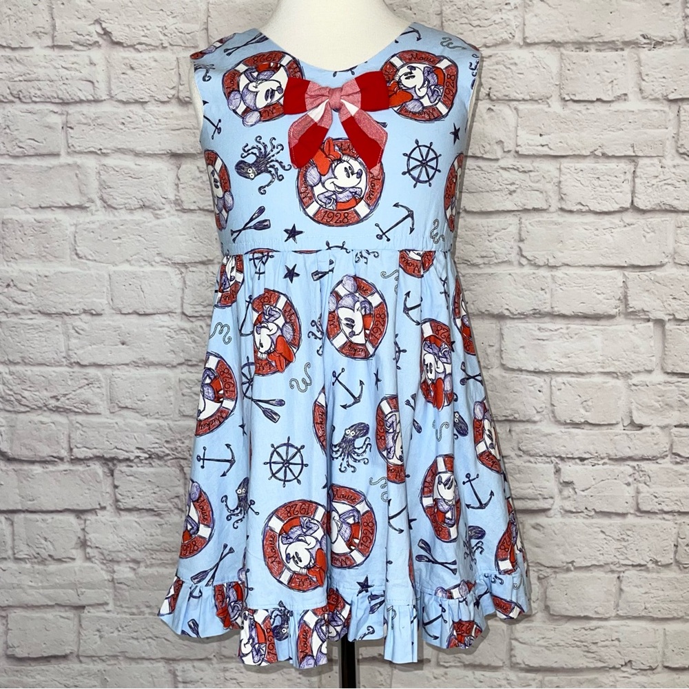 Maddy James Nautical Disney Minnie and Mickey Mouse Little Girls Dress Sz 7 EUC